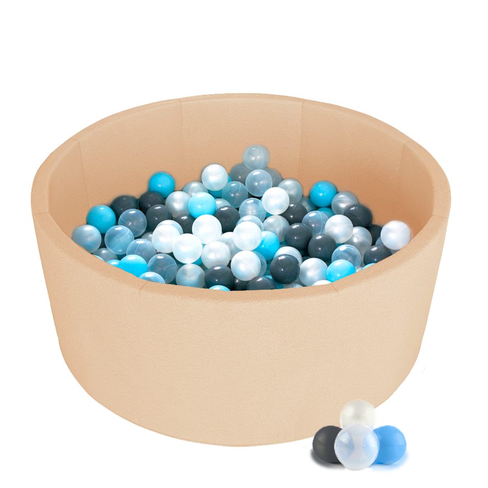 Сухой бассейн Kampfer Pretty Bubble Бежевый + 300 шаров голубой/серый/жемчужный/прозрачный
