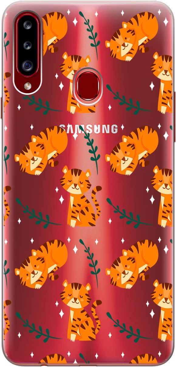 

Силиконовый чехол на Samsung Galaxy A20s с 3D принтом "Tigers" прозрачный, Прозрачный;бежевый, 5360