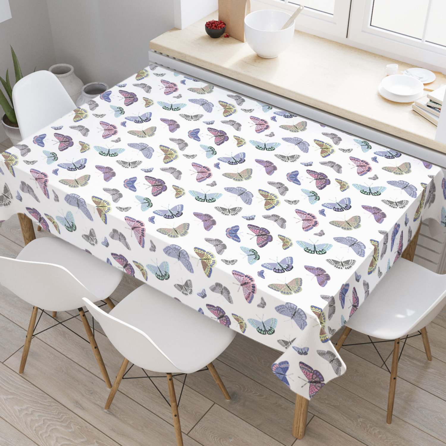 

Скатерть прямоугольная JoyArty "Разноцветные крылья" из оксфорда, 180x145см, Белый, Разноцветные крылья