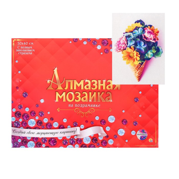 

Алмазная мозаика 30 × 40 см, полное заполнение, с подрамником «Яркие цветы»