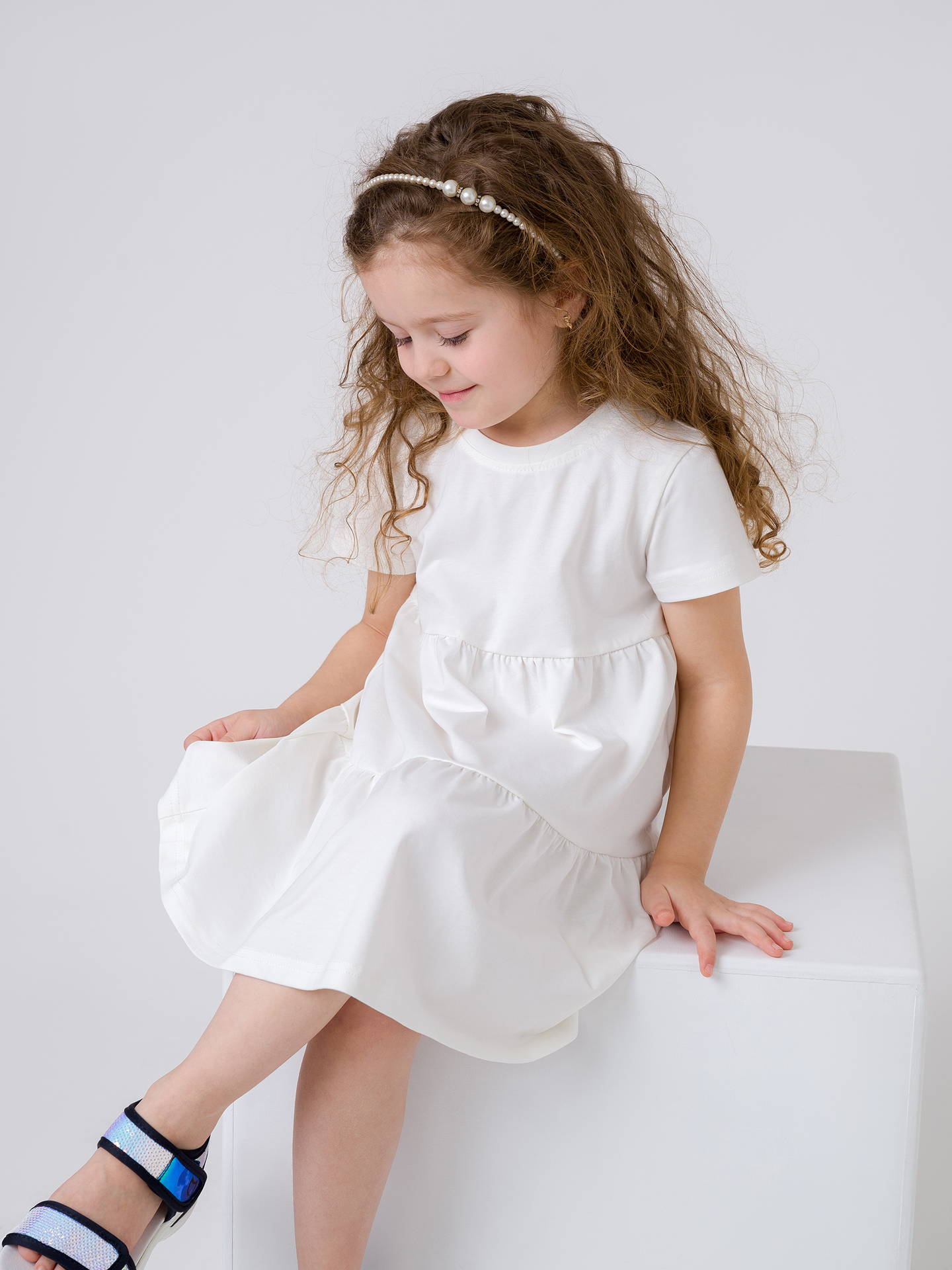 Платье детское Sherysheff ТЛ23230, молочный, 122