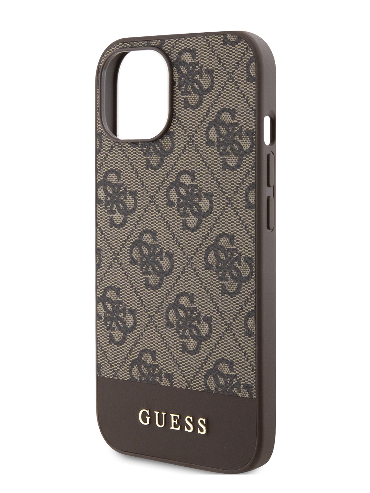 

Чехол Guess для iPhone 15 с MagSafe и металлическим логотипом, коричневый, PU leather MagSafe