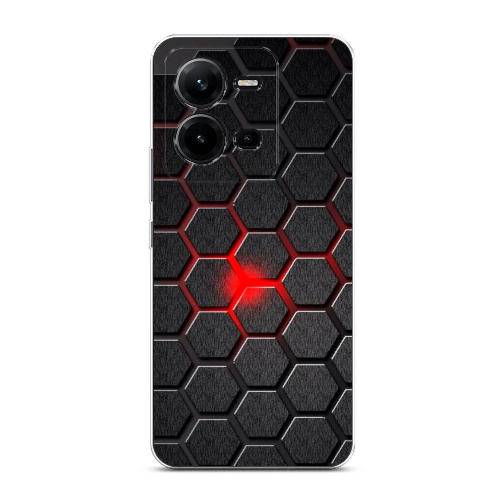 

Чехол на Vivo V25 "Соты красные", Красный;черный;серый, 267750-3