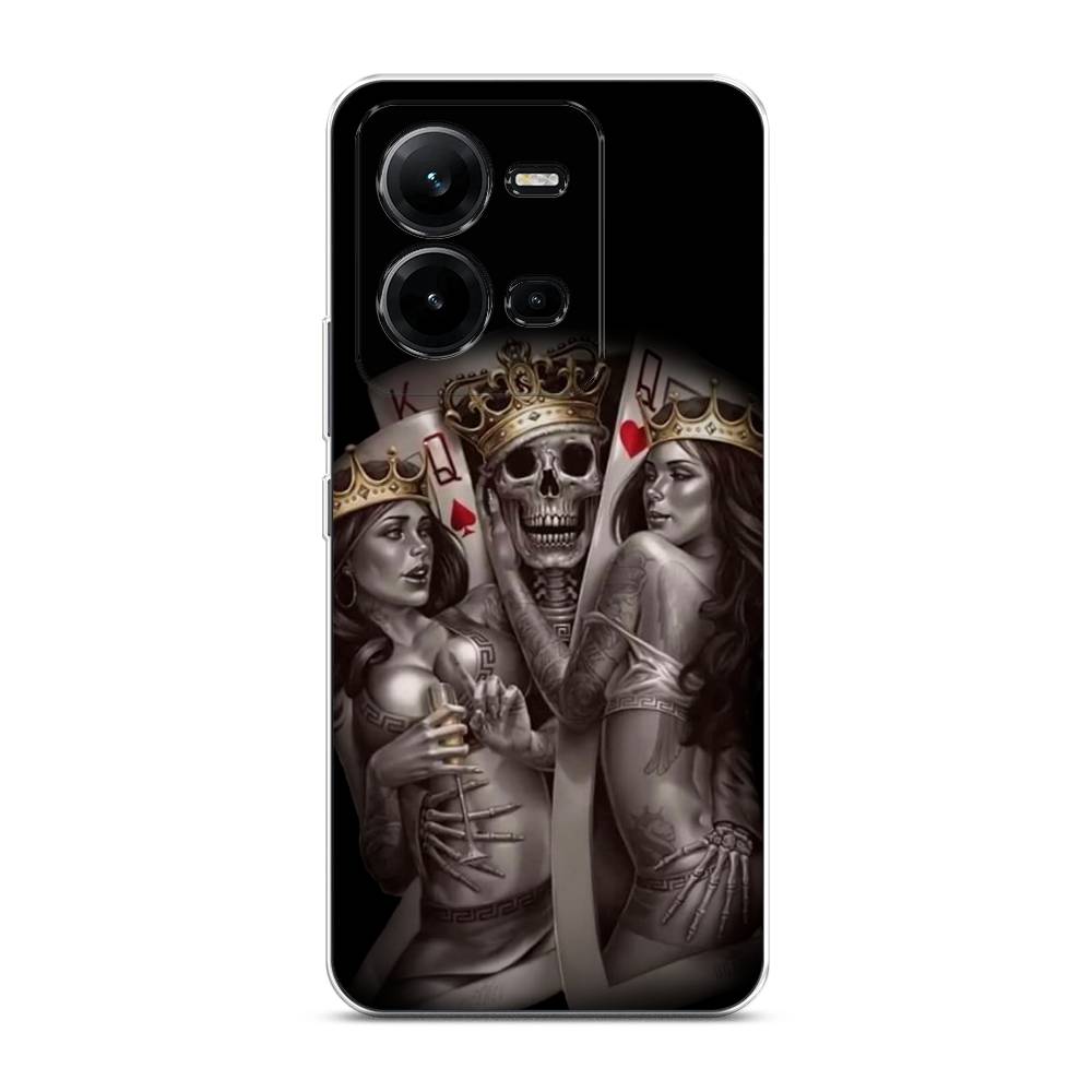 

Чехол на Vivo V25 "Карты король и королевы", Серый;желтый, 267750-6