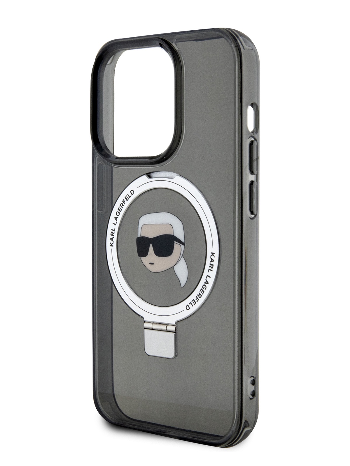 

Чехол Karl Lagerfeld для iPhone 15 Pro Max с функцией подставки и MagSafe, черный, PC/TPU MagSafe