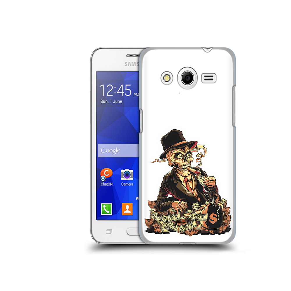 

Чехол MyPads Tocco для Samsung Galaxy Core 2 нарисованный череп с сигаретой, Прозрачный, Tocco