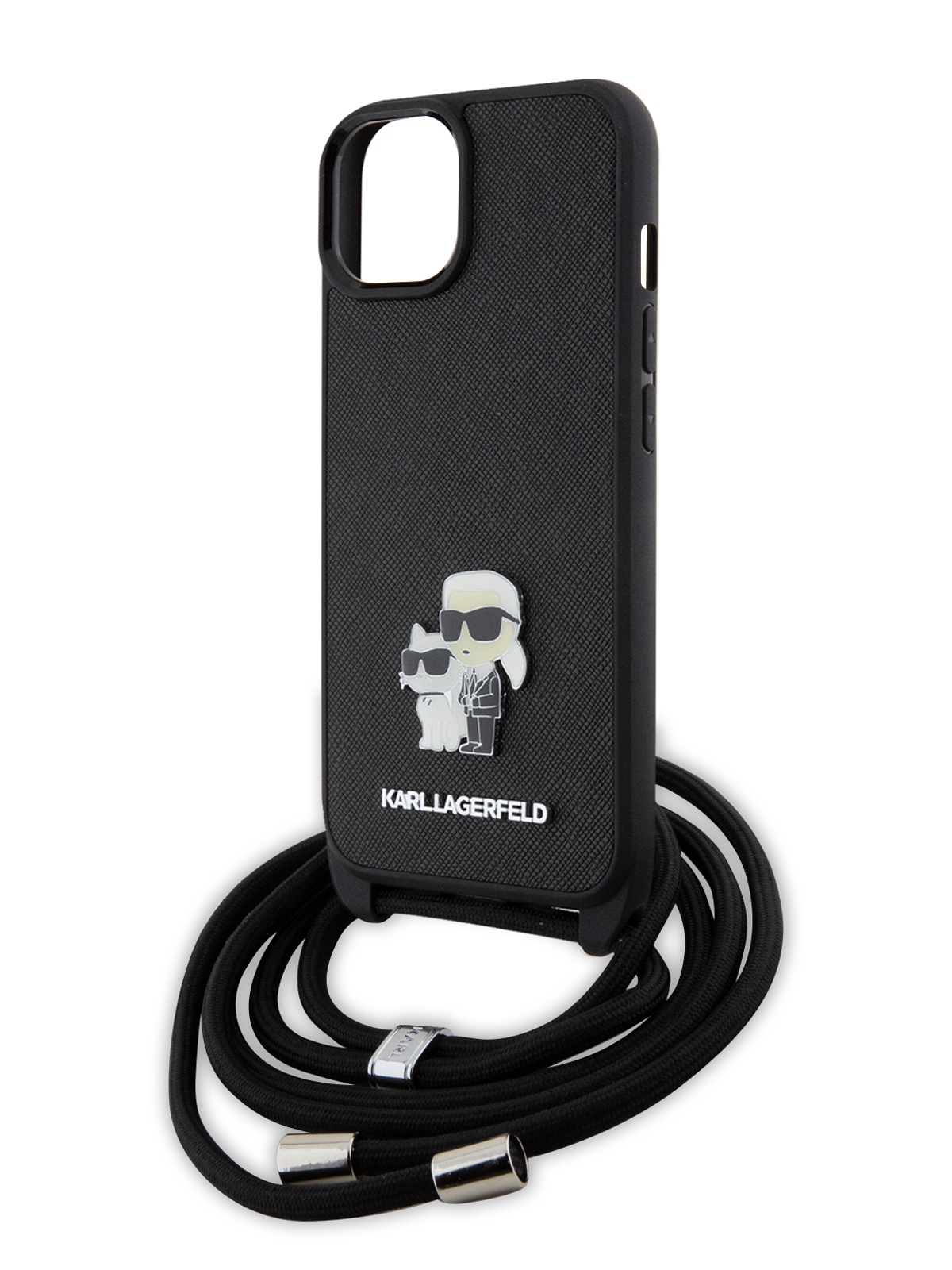 Чехол Karl Lagerfeld для iPhone 13 из экокожи со шнурком PU Leather черный