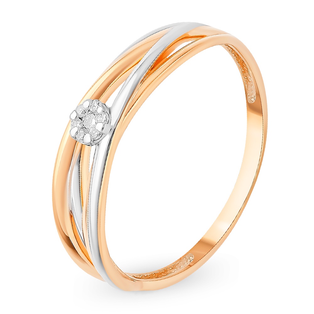 

Кольцо женское из красного золота с бриллиантом 585Gold 101010003, р, 101010003