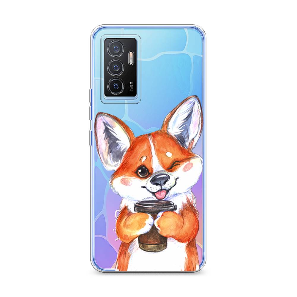 

Чехол на Vivo V23e "Корги с кофе", Оранжевый;белый, 267050-4