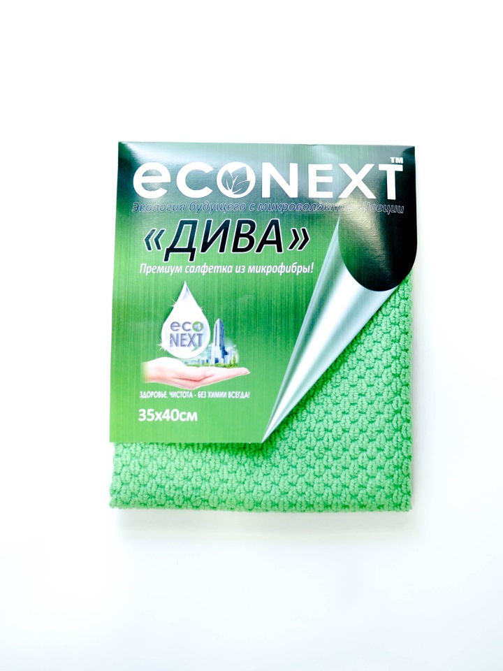 фото Салфетка для влажной и сухой уборки econext "дива" из микроволокна, 35*40 см