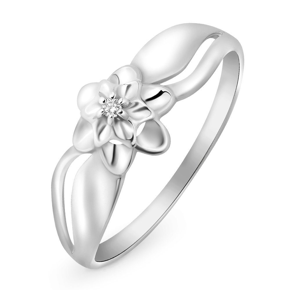 

Кольцо женское из белого золота с бриллиантом 585Gold 101009885, р. 18, 101009885