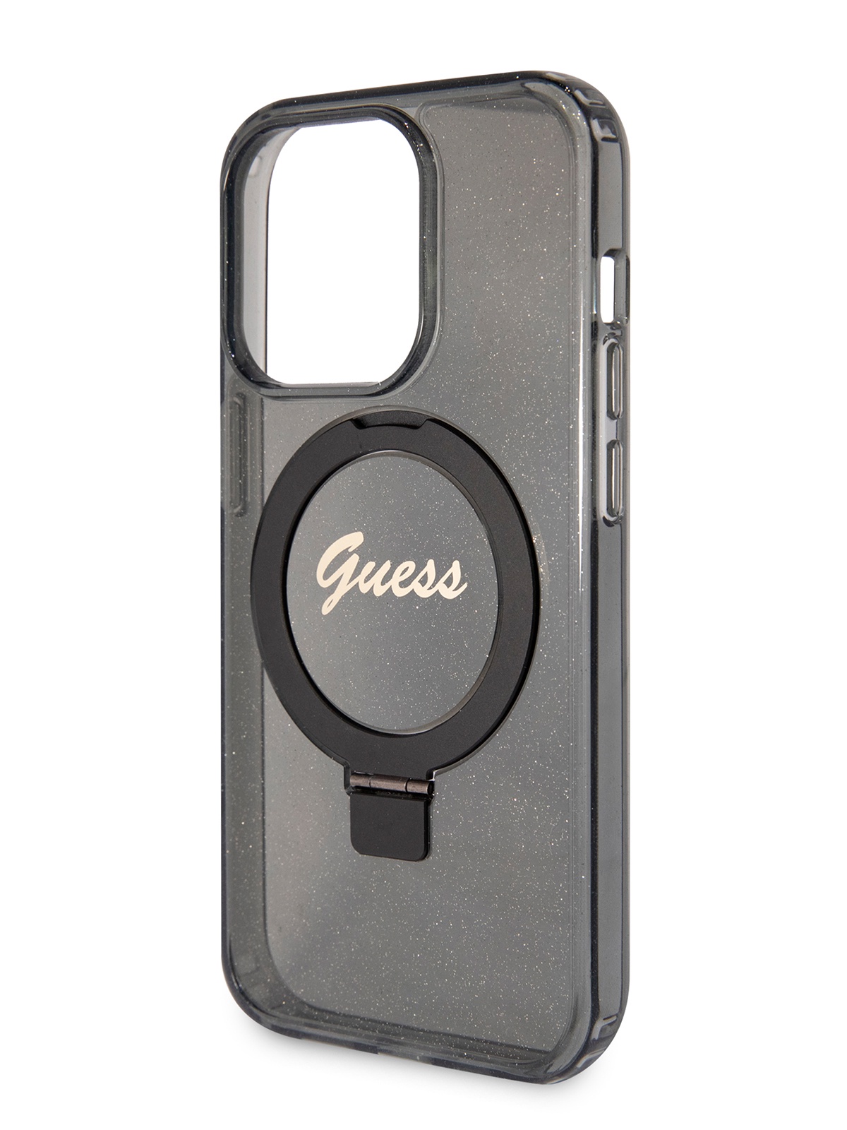 

Чехол Guess для iPhone 14 Pro Max с кольцом-подставкой и функцией MagSafe, черный, PC/TPU MagSafe