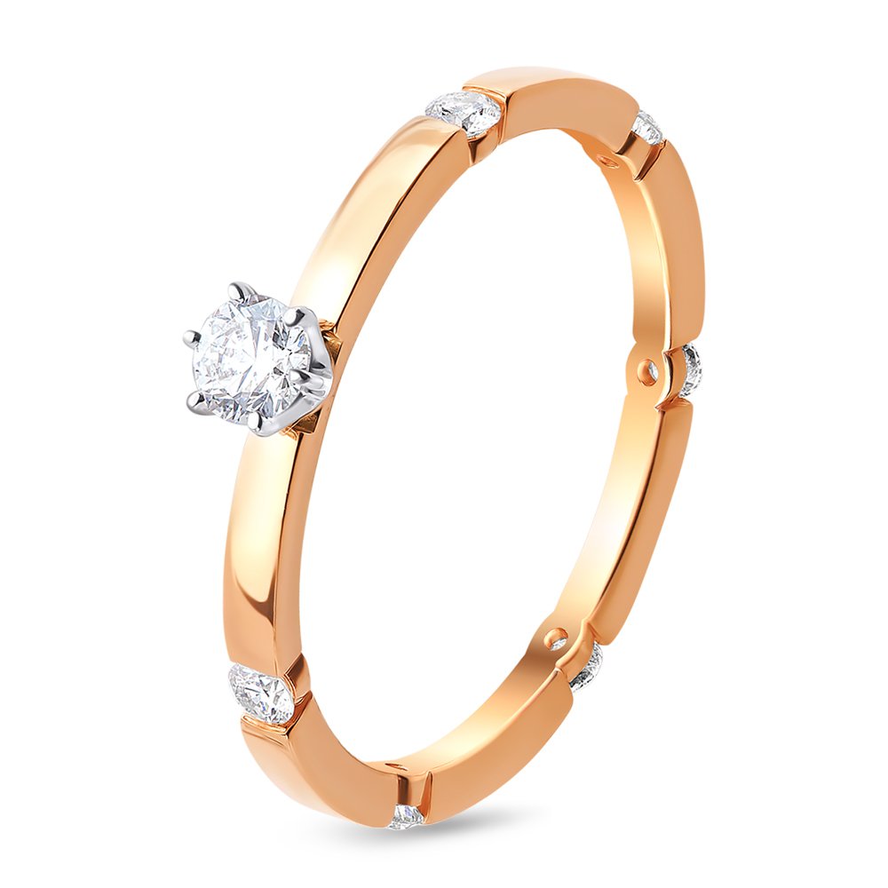 

Кольцо женское из красного золота с бриллиантом 585Gold 101009756, р. 18, 101009756