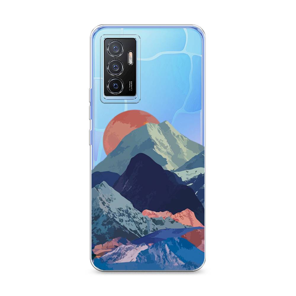 

Чехол на Vivo V23e "Закат в снежных горах", Красный;серый;голубой, 267050-2