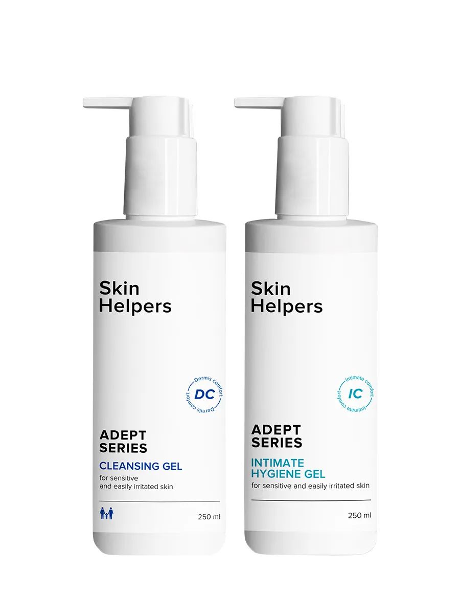 Набор Skin Helpers ADEPT Очищающий гель 250 мл + Гель для интимной гигиены 250 мл витэкс маска пилинг для лица активная с фруктовыми кислотами skin aha clinic 100