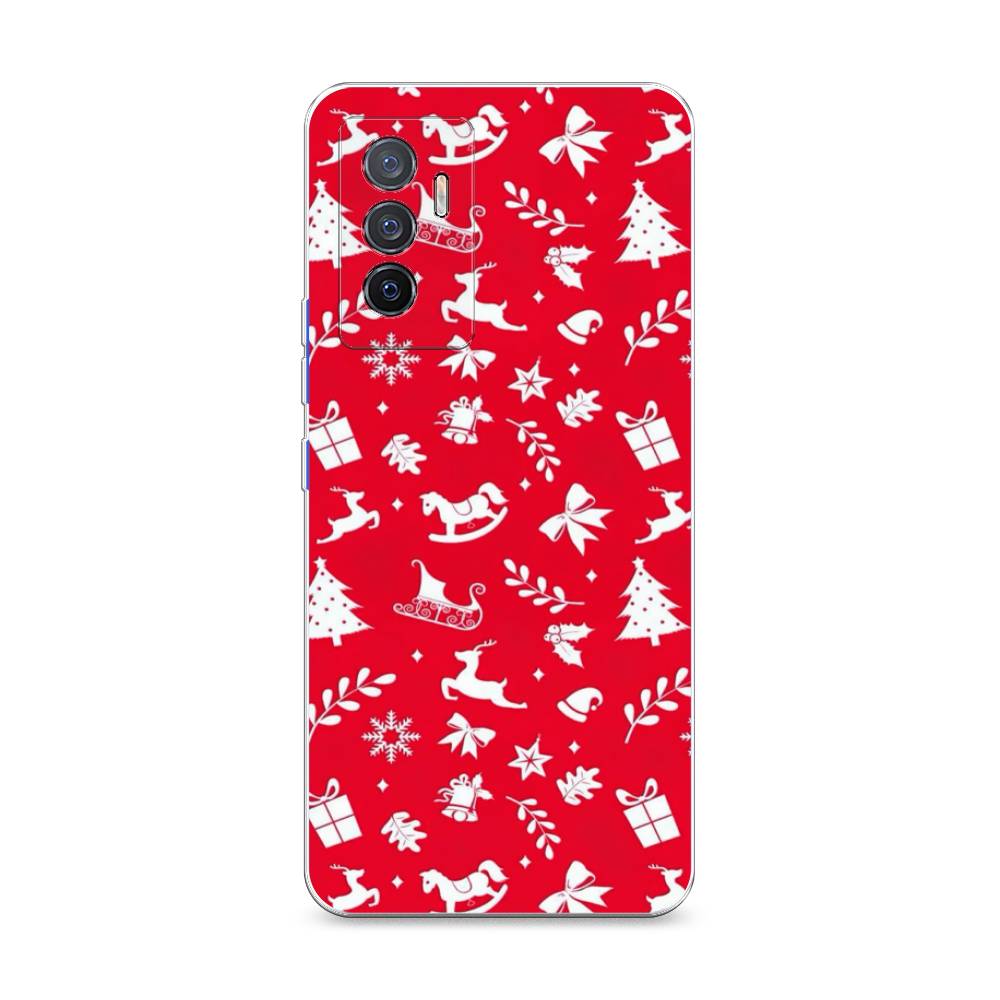 

Чехол на Vivo V23e "Красный новогодний фон", Красный;белый, 267050-5