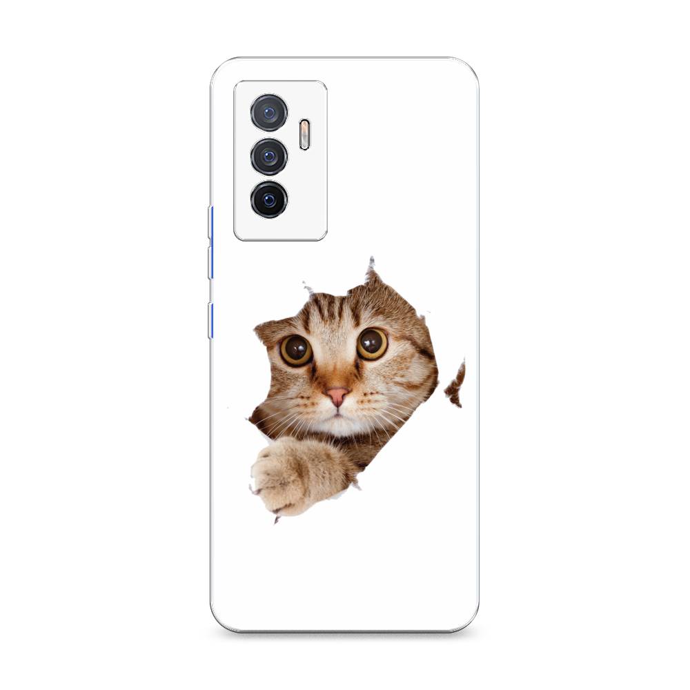 

Чехол на Vivo V23e "Кот и бумага", Белый;коричневый, 267050-1