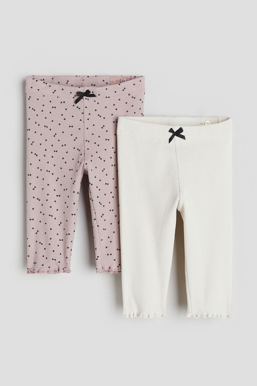 

Леггинсы детские H&M 1087726, Светло-матовый розовый, белый, 80, 1087726
