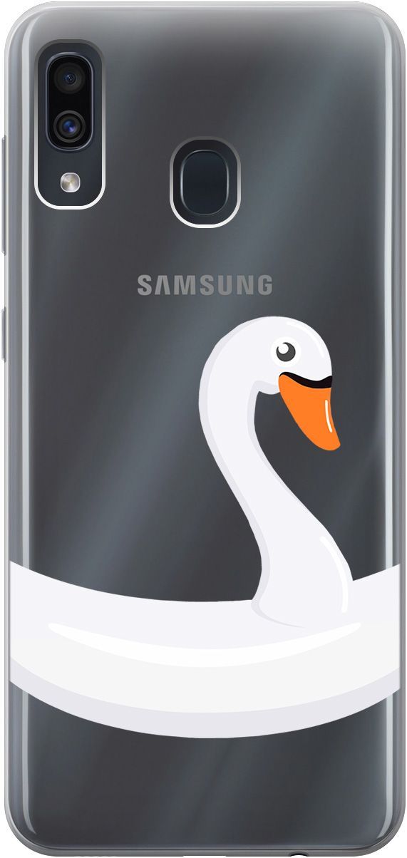 

Чехол на Samsung Galaxy A20/A30 "Swan Swim Ring" прозрачный, Прозрачный;белый, 5357