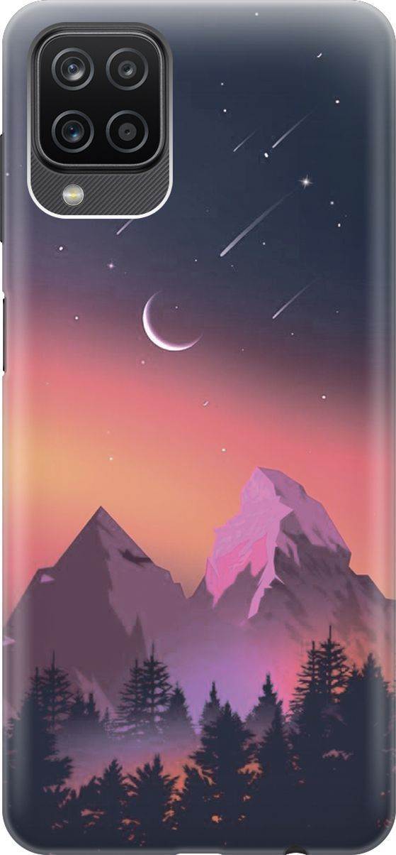 

Чехол на Samsung Galaxy A12/M12 с принтом "Горы и звездопад", Оранжевый;черный, 7057