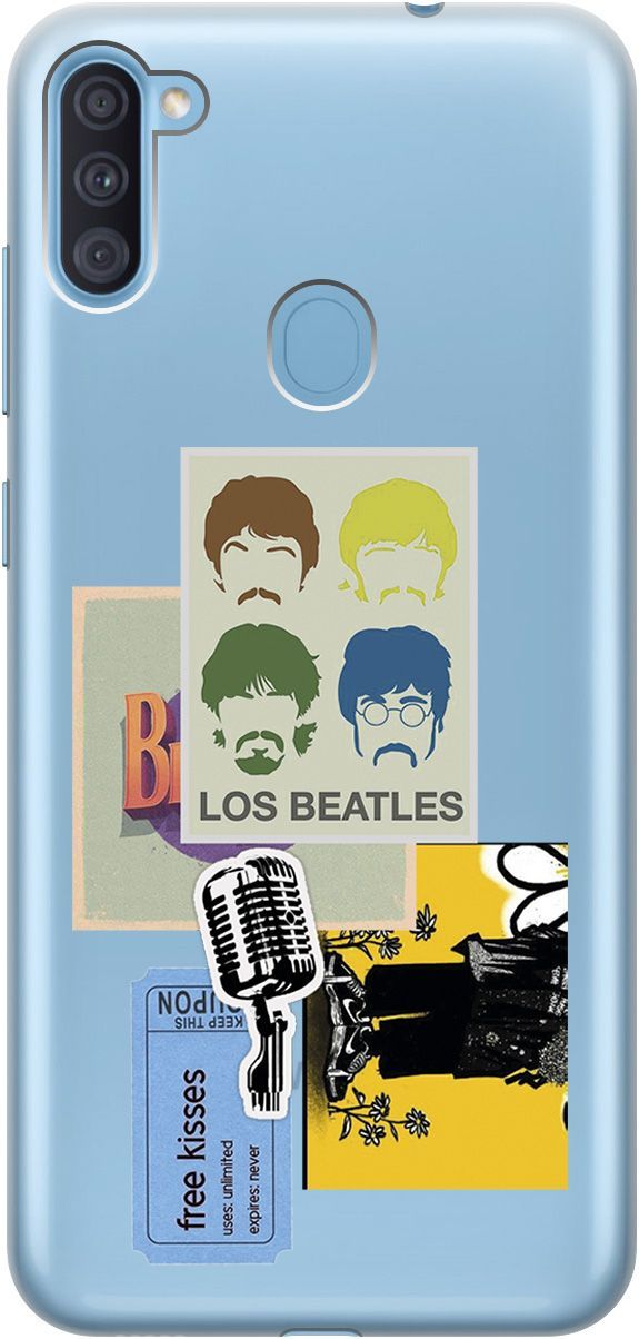 

Чехол на Samsung Galaxy A11/M11 "Beatles Stickers" прозрачный, Прозрачный;бежевый, 5351