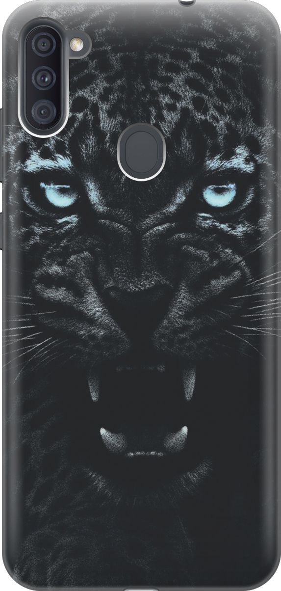 

Чехол на Samsung Galaxy A11/M11 с принтом "Голубоглазая пантера", Голубой;черный, 7049