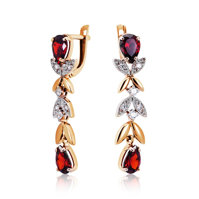 

Серьги из красного золота с фианитом/гранатом ЮВЕЛИР КАРАТ 1723036гс, 1723036гс