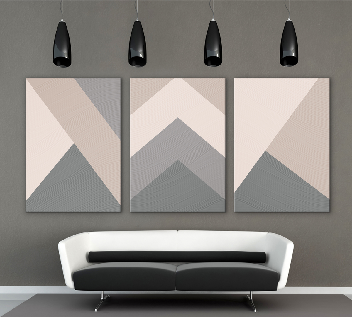 

Модульная картина на холсте Poly Print Art Пастельные треугольники беж 60х120 см.