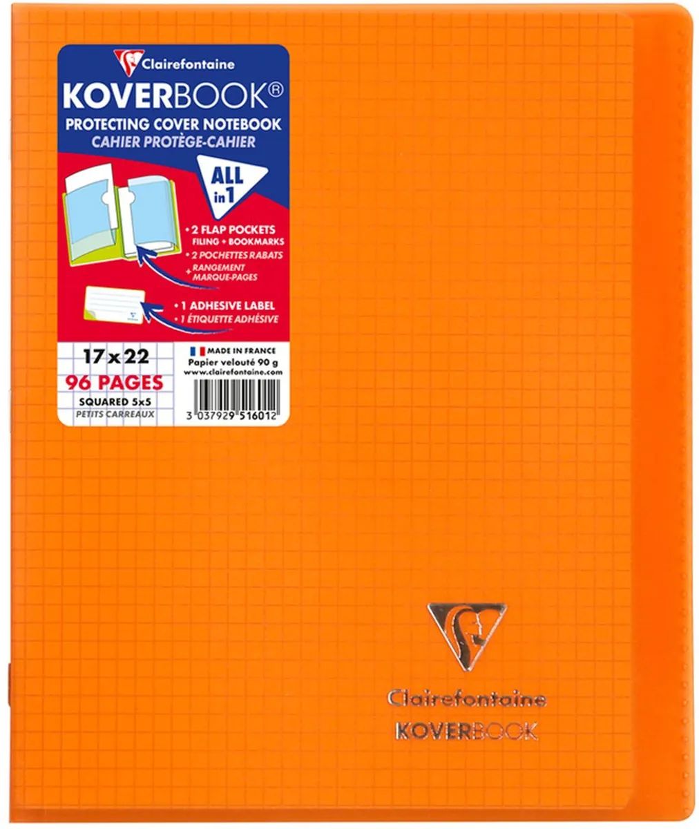 фото Тетрадь clairefontaine 48 л. 170*220 мм клетка "koverbook" оранжевая, арт. 951601c_orange
