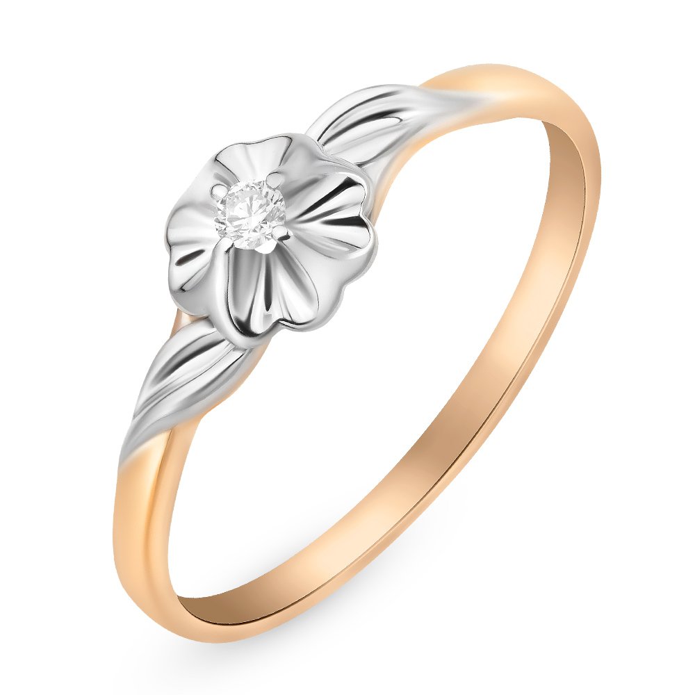 

Кольцо женское из красного золота с бриллиантом 585Gold 101009843, р. 16, 101009843