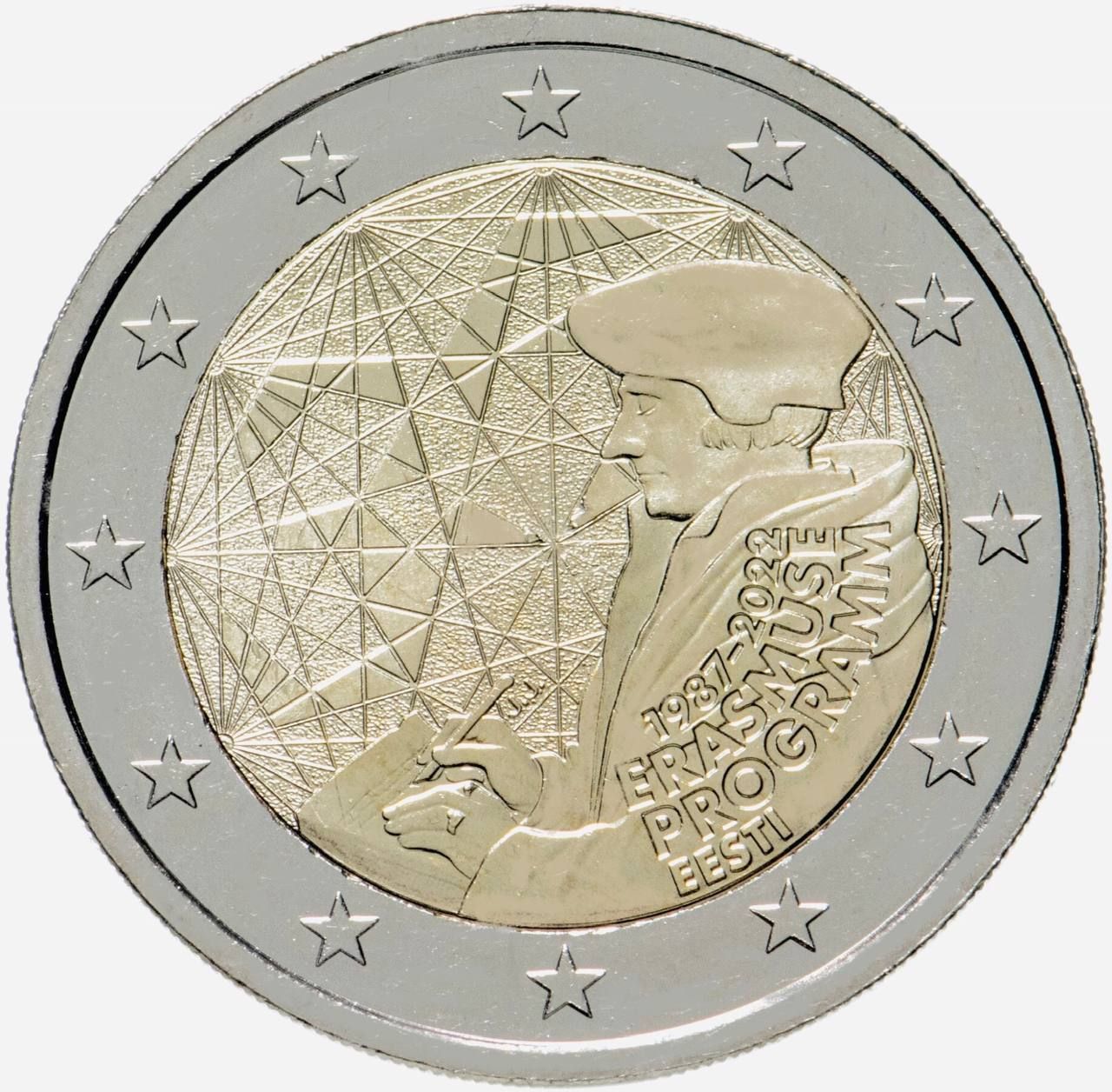 

Монета 2 евро 35 лет программе Эрасмус, Эстония 2022 UNC