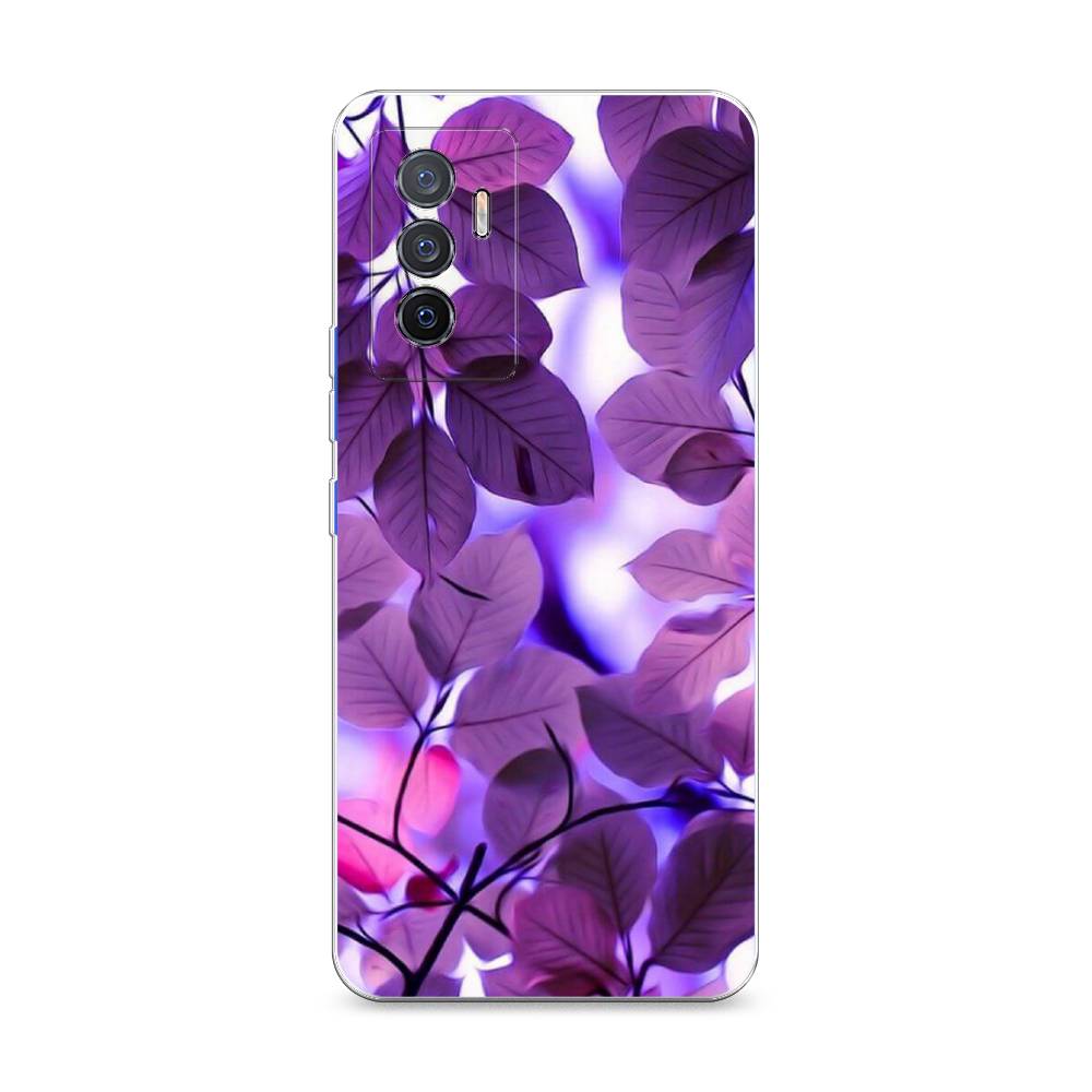 

Чехол на Vivo V23e "Сиреневые листики", Фиолетовый;голубой, 267050-2