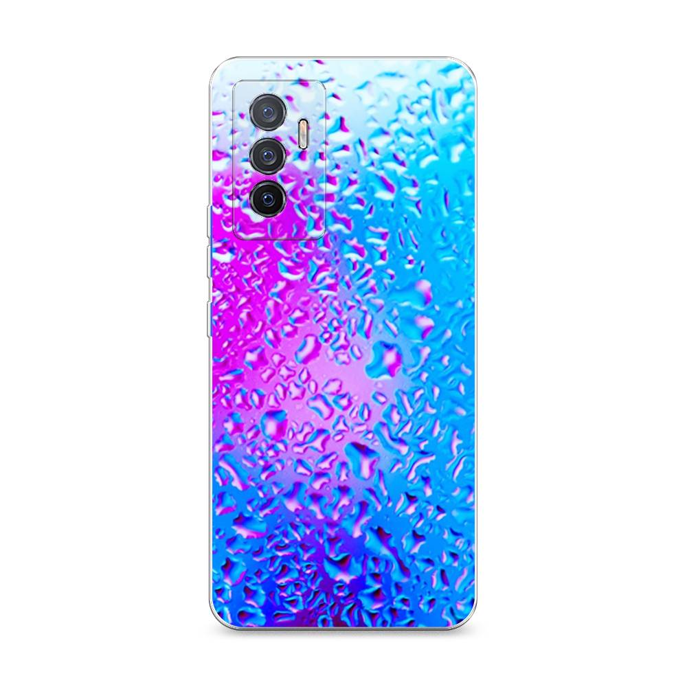 

Чехол на Vivo V23e "Капли на стекле", Голубой;розовый, 267050-3