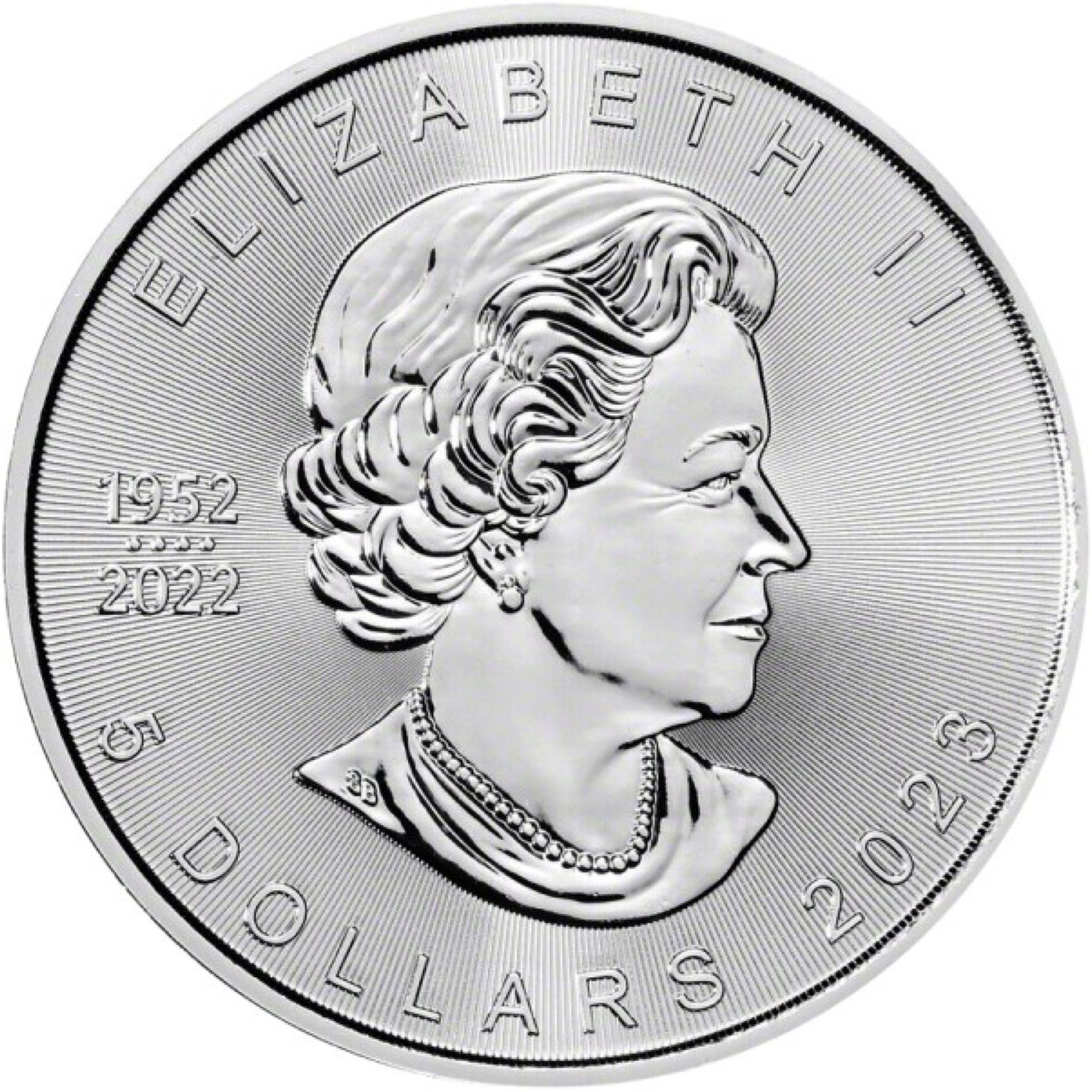 Инвестиционная серебряная монета 5 долларов Кленовый лист в капсуле, Канада 2023 PF