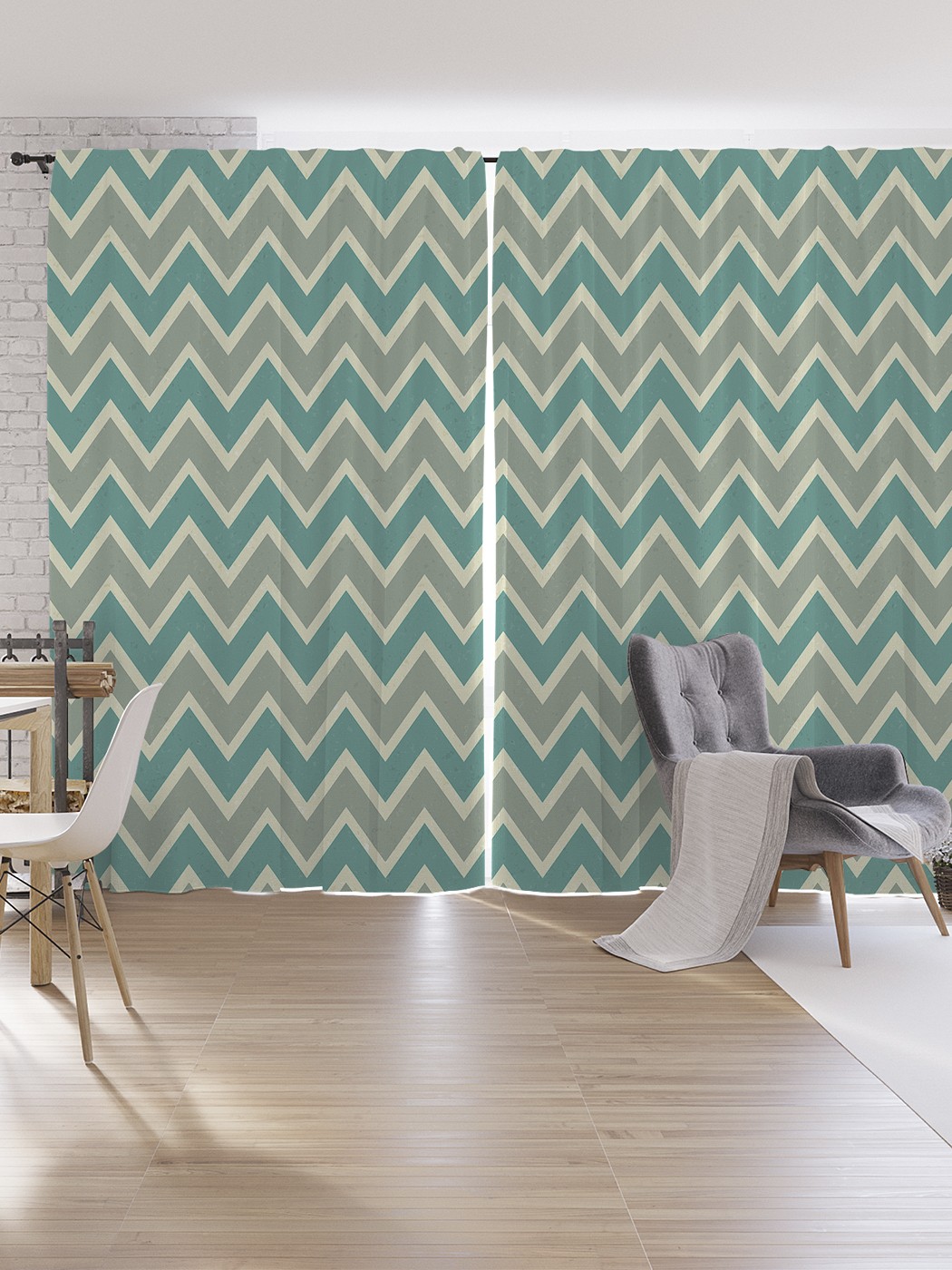 

Шторы под лён JoyArty "Классические зигзаги", серия Oxford DeLux, 340х265 см, Классические зигзаги