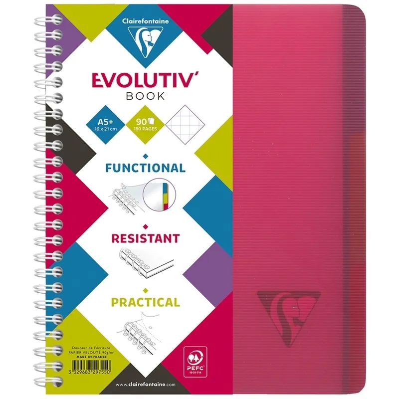 

Тетрадь Clairefontaine 90 л. А5+ клетка "Evolutiv'Book" красная, арт. 329755c_red