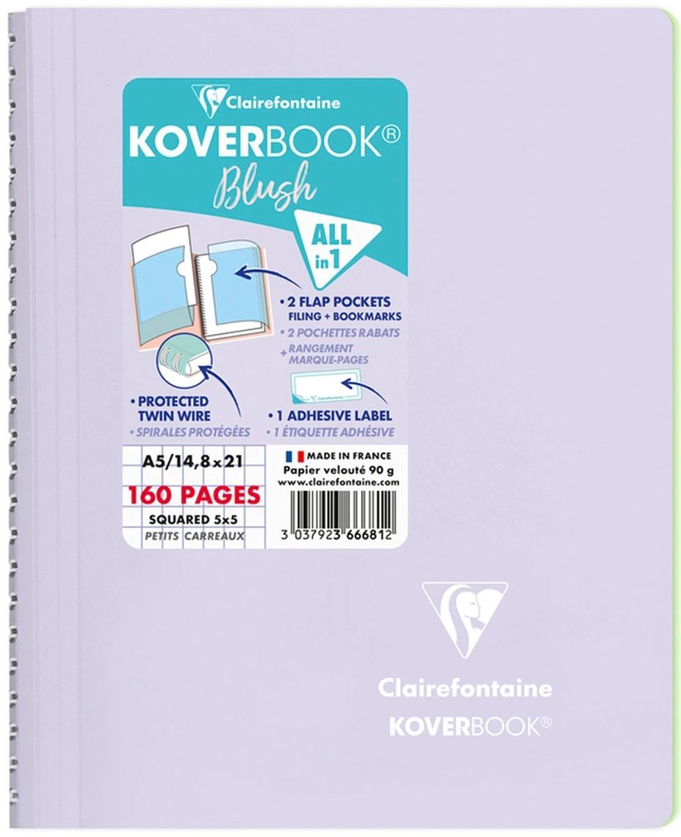 Тетрадь общая в клетку Clairefontaine Koverbook Blush 366681C_lilac, 80 л., 1 шт.