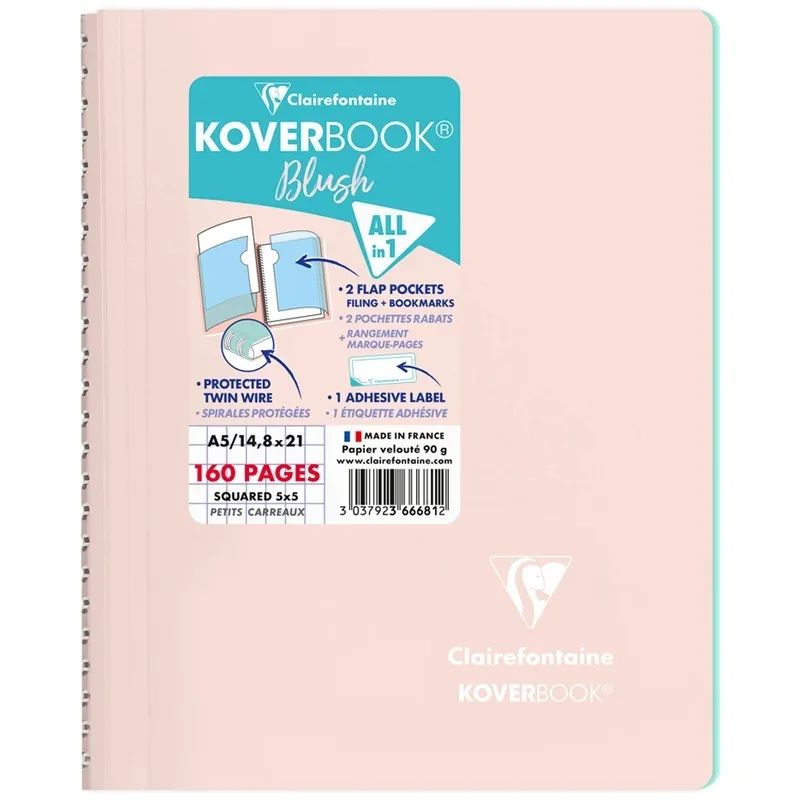 Тетрадь общая в клетку Clairefontaine Koverbook Blush 366681C_powder, 80 л., 1 шт.