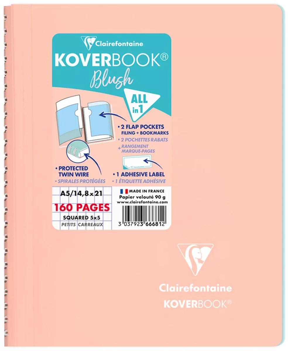 фото Тетрадь общая в клетку clairefontaine koverbook blush 366681c_coral, 80 л., 1 шт.