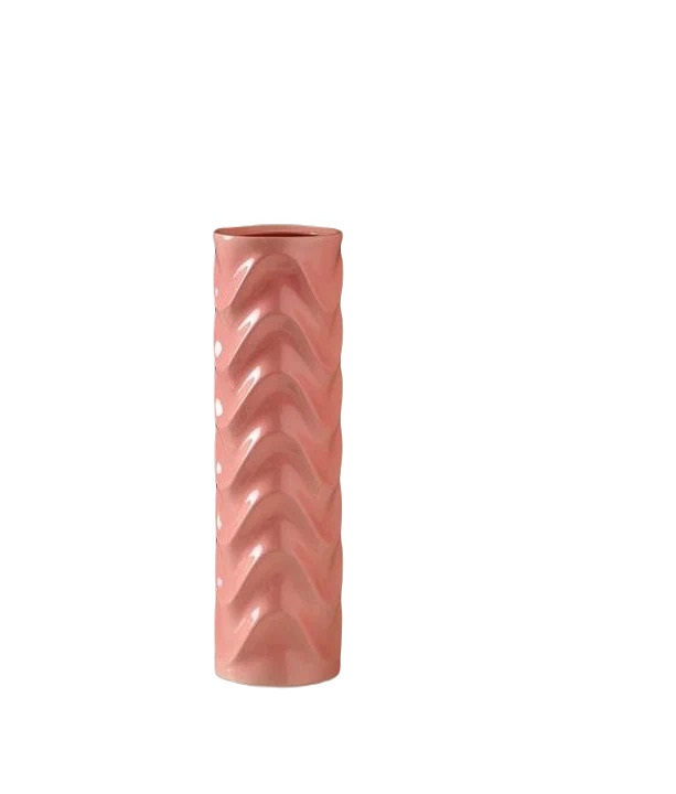 фото Ваза керамическая "волна", настольная, розовая, 40 см керамика ручной работы