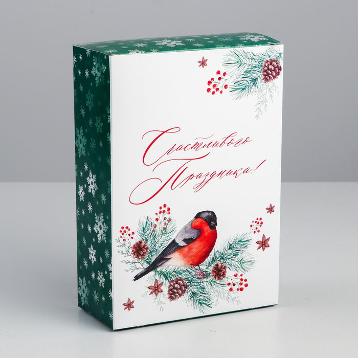 

Коробка складная Счастливого праздника, 16 х 23 х 7.5 см, Зеленый;белый;красный