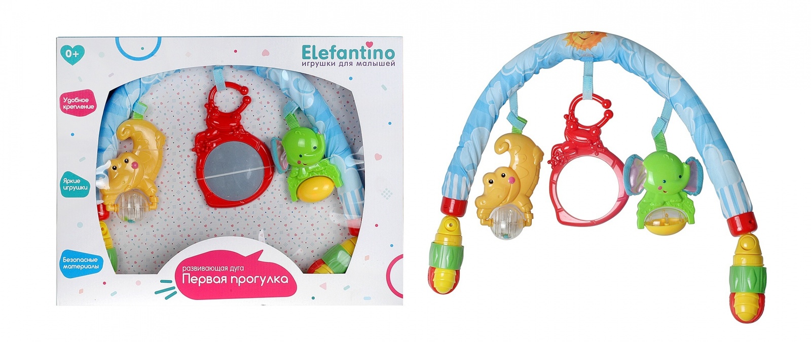 фото Elefantino игрушки-погремушки: 2 игрушки с музыкой, зеркальце, it106275