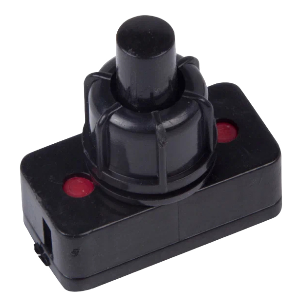 Выключатель-кнопка 250V 1А (2с) ON-OFF черный (для настольной лампы) Rexant