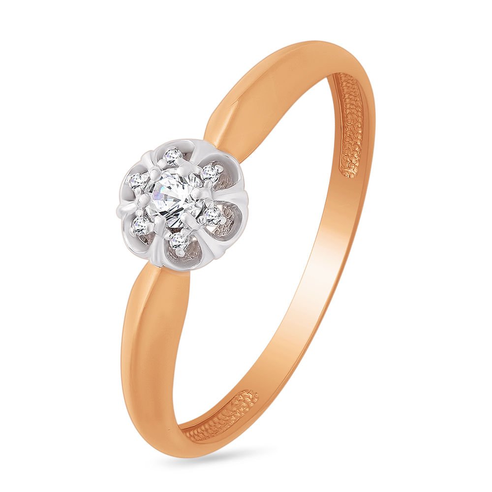 

Кольцо женское из красного золота с бриллиантом 585Gold 101009676, р, 101009676