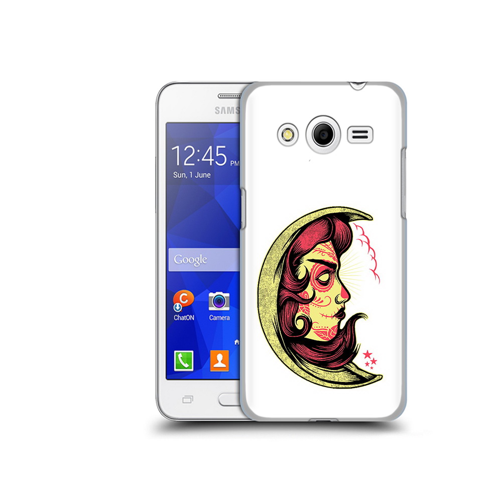 

Чехол MyPads Tocco для Samsung Galaxy Core 2 желтый полумесяц с лицом девушки, Прозрачный, Tocco