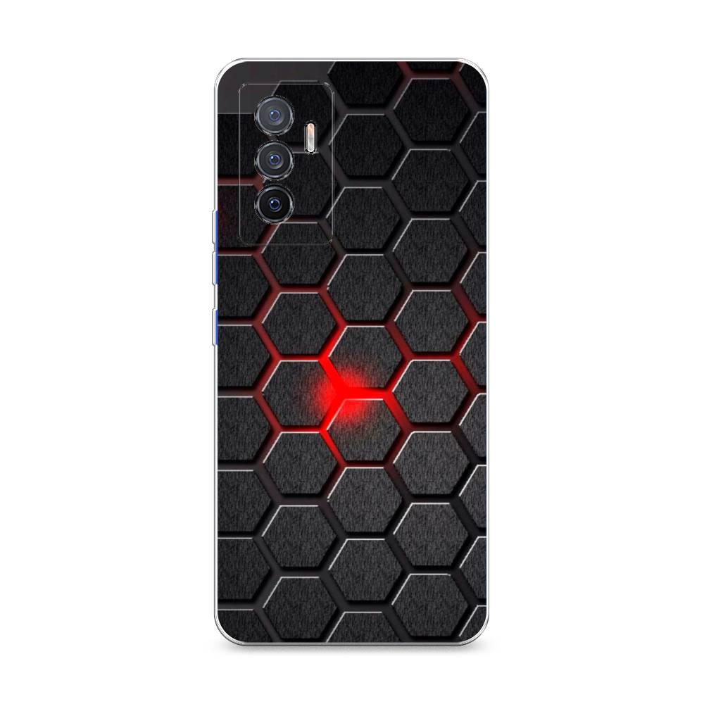 

Чехол на Vivo V23e "Соты красные", Красный;черный;серый, 267050-3