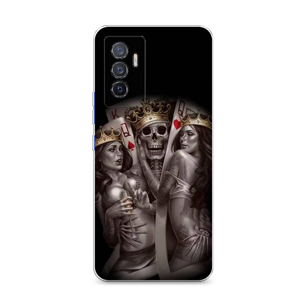 

Чехол на Vivo V23e "Карты король и королевы", Серый;желтый, 267050-6