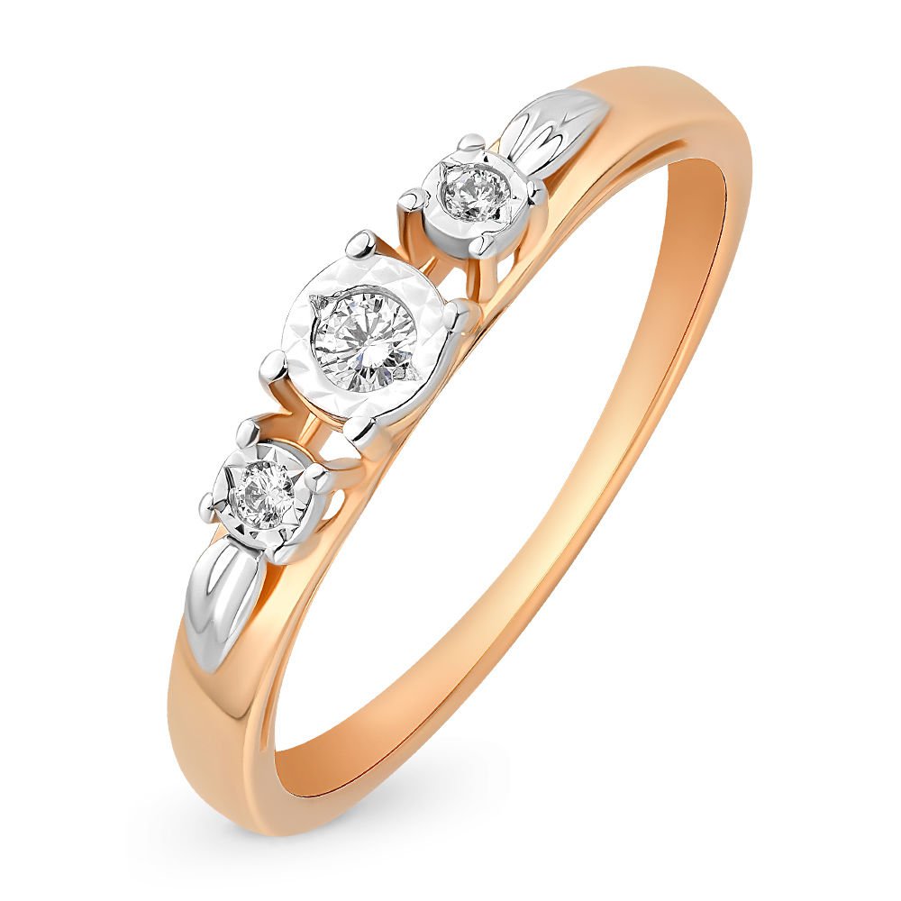 

Кольцо женское из красного золота с бриллиантом 585Gold 101011177, р, 101011177