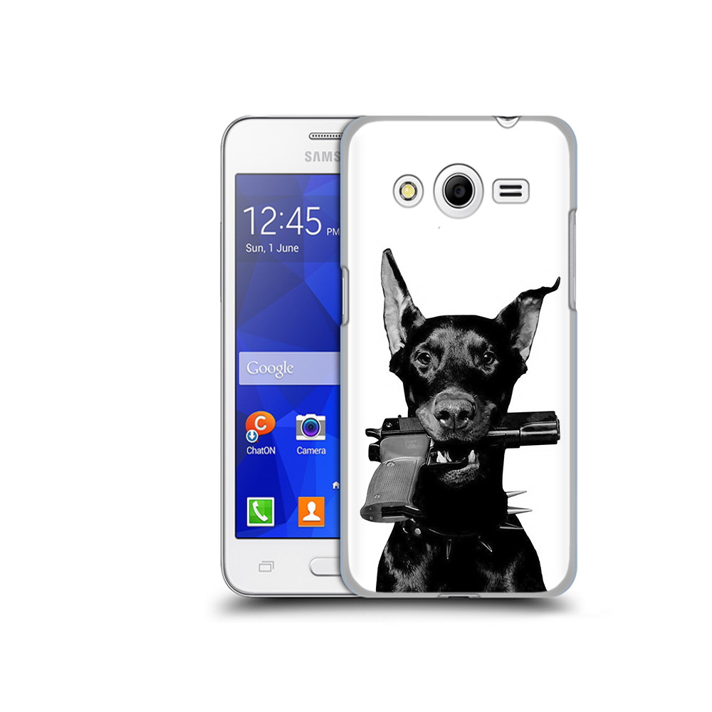 

Чехол MyPads Tocco для Samsung Galaxy Core 2 доберман с пистолетом (PT7707.568.331), Прозрачный, Tocco