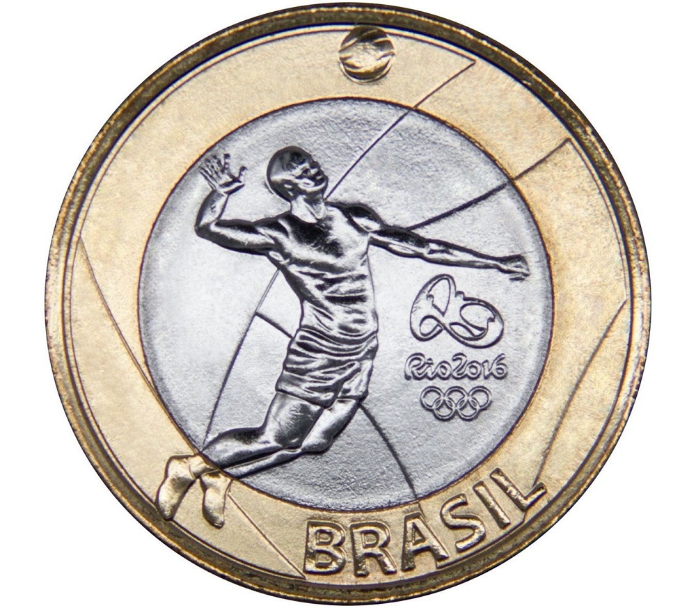 

Монета 1 Реал, XXXI летние Олимпийские Игры Рио-де-Жанейро 2016, Волейбол, 2015 UNC